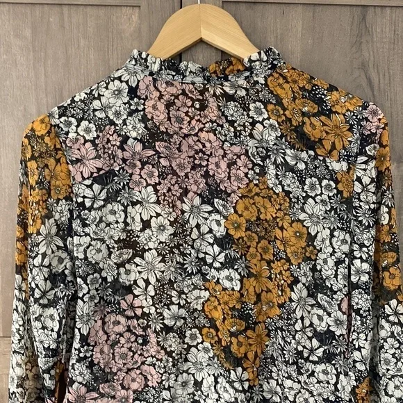 H&m Floral Button Sheer Long Sleeve Blouse Women’s Size 12 - Picture 13 of 15